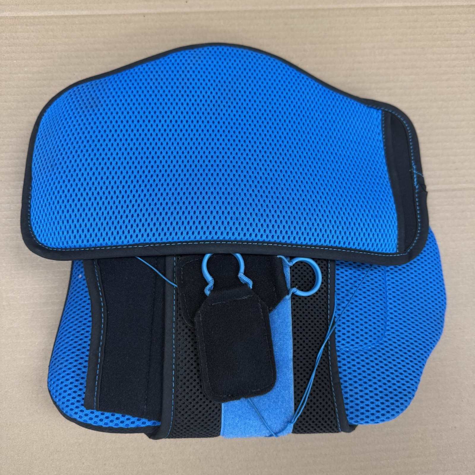 FREETOO Lumbar Support Belt Adjustable Back Brace Black Blue Mesh Plastic