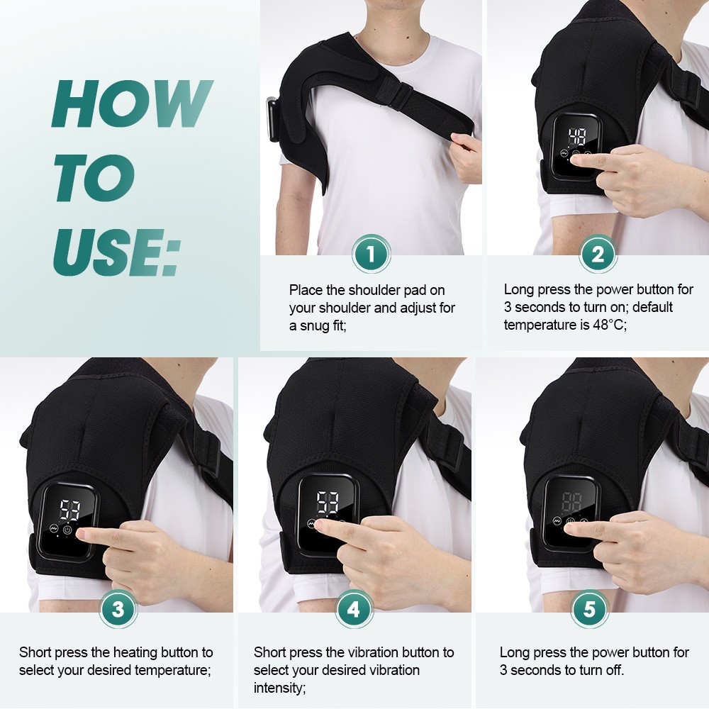 USB Heated Shoulder Brace Heating Support Muscle Massage Warm Massager Wrap Pads