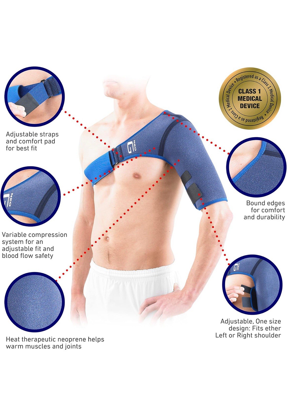 Neo G Shoulder Support Brace #896 Universal Fits Right or Left Arm