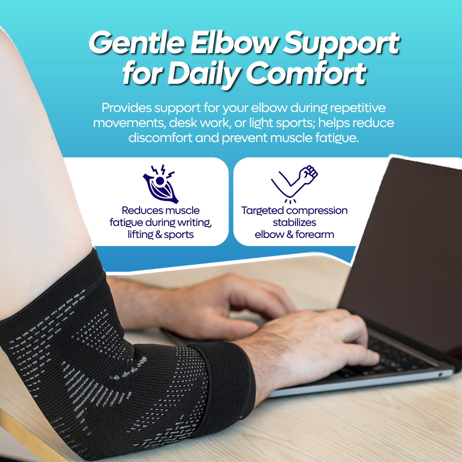 Caspe 2-Pack Elbow Sleeve Brace Wrap Adjustable Support Arm Arthritis Tendonitis