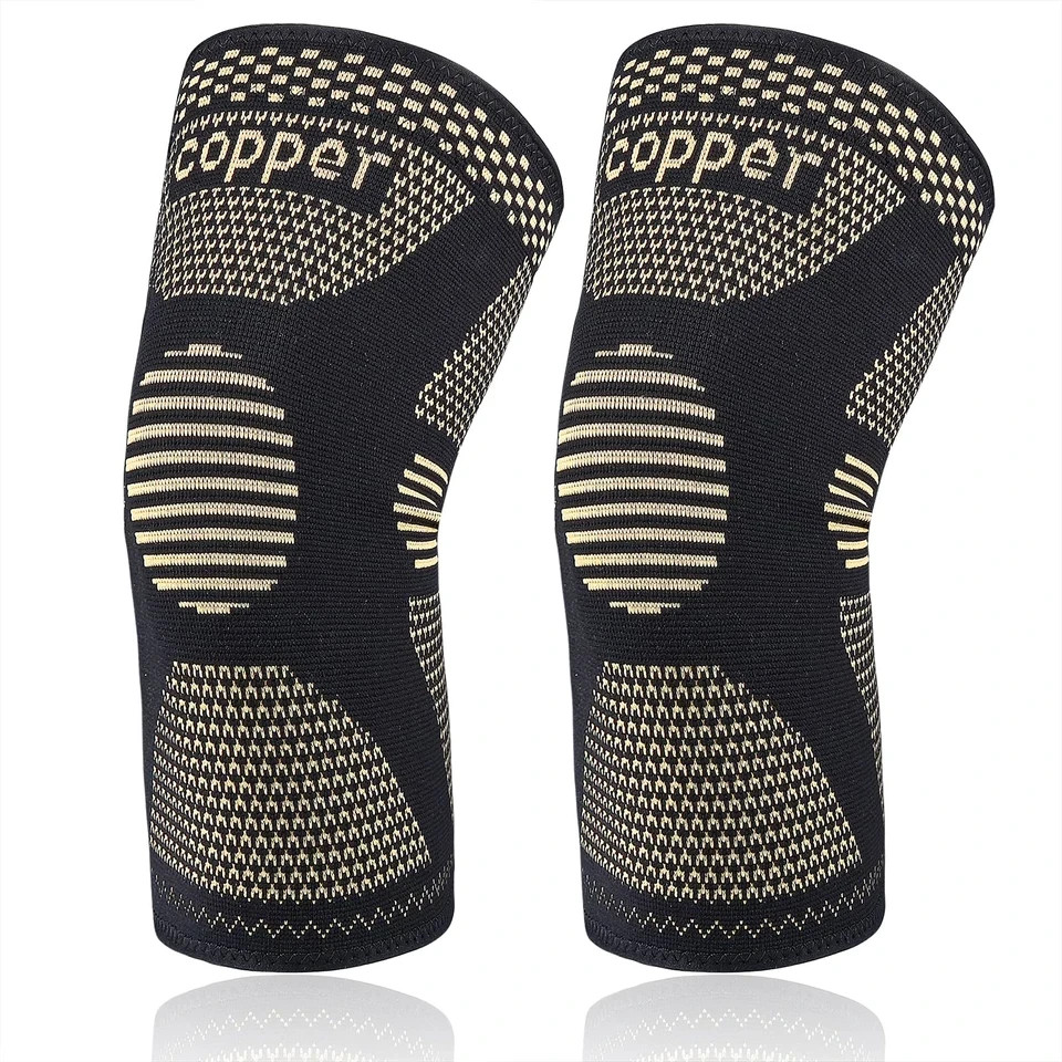 2x Knee Sleeves Copper Compression Brace Support Sport Joint Injury Pain