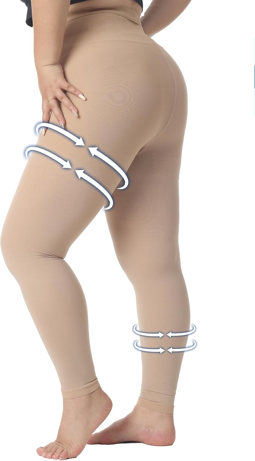 5XL 20-30 mmHg Footless Compression Pantyhose Beige