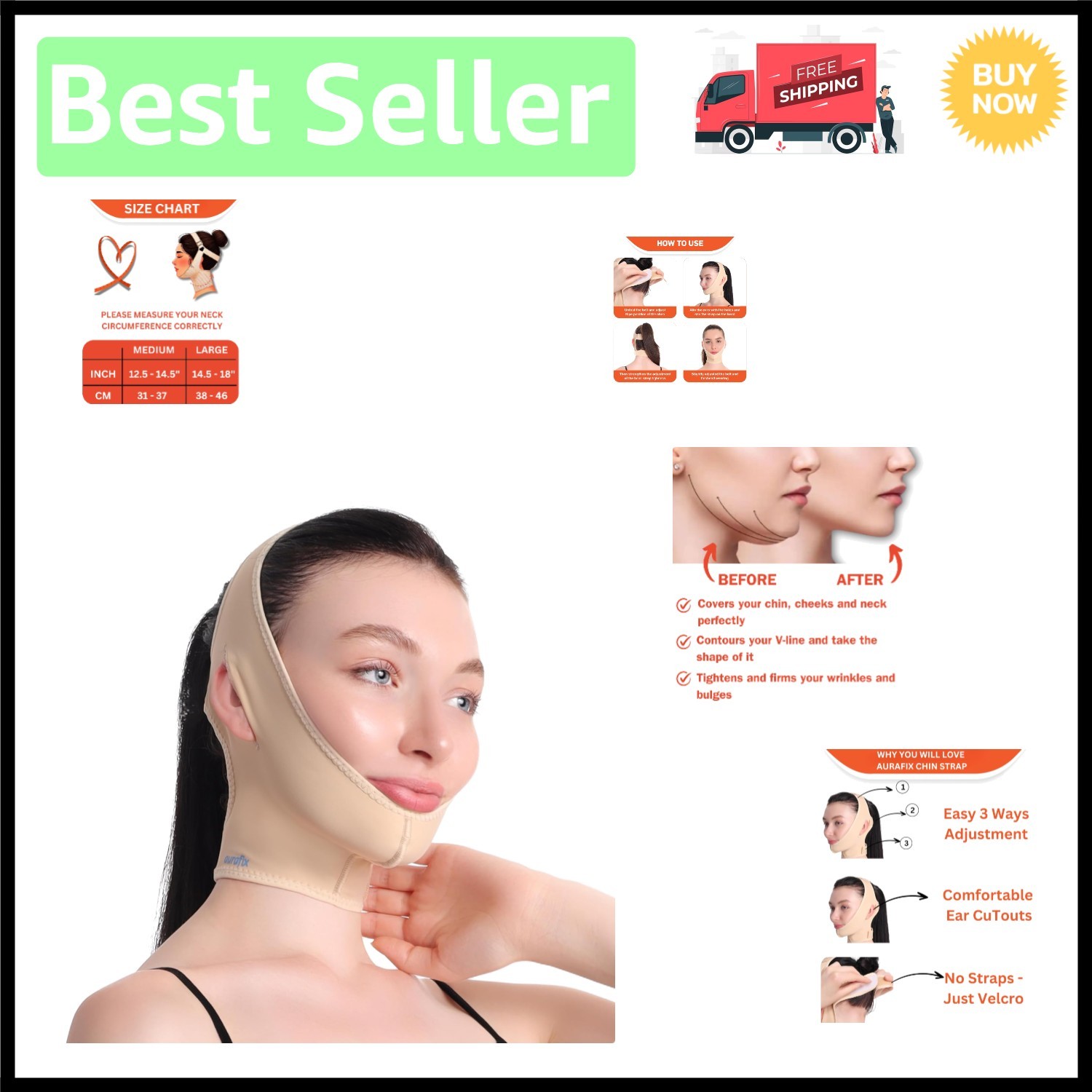 Comfortable Chin Lifting Wrap for Women – Machine Washable Post-Surgery Support
