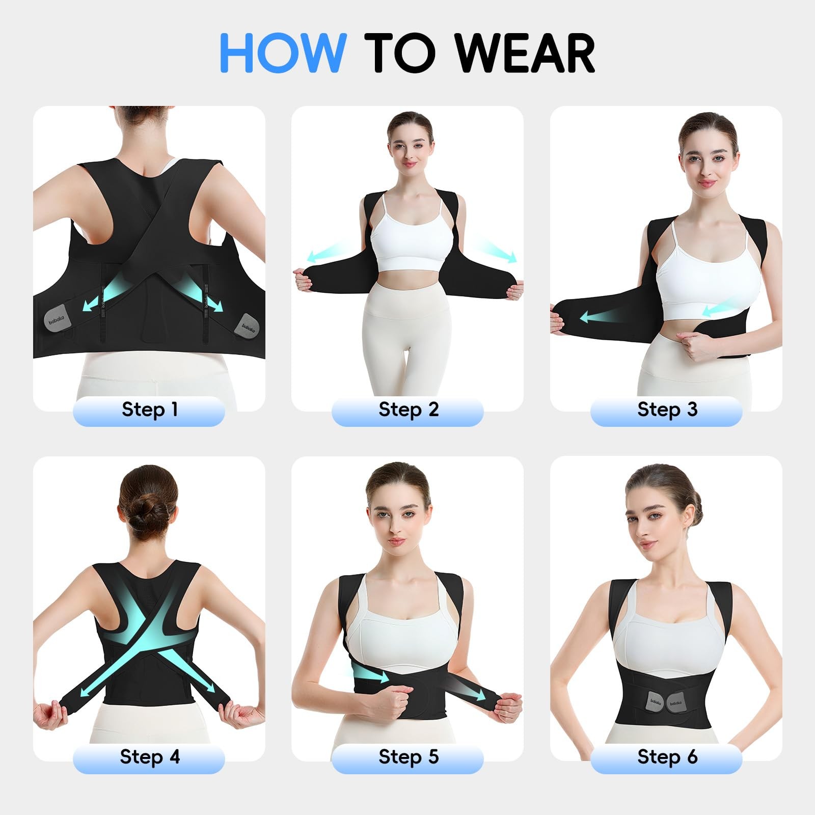 babaka Posture Corrector Black Large