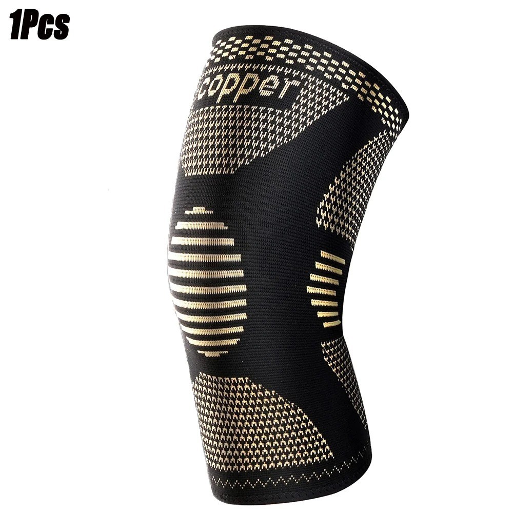 Black Copper Knee Brace Compression Sleeve Arthritis Pain Relief Sports Support