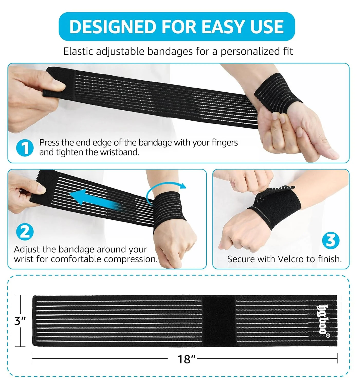 Compression Wrist Bands (2 PCS), High-Elastic Straps Wrist Wraps Wrist Brace for