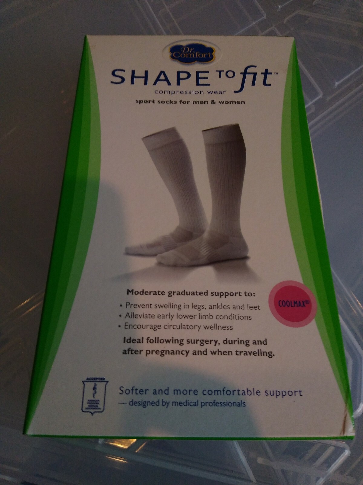 Knee Socks Supports 15-20 mmhg Compression Wear Open Toe Dr Comfort Shape to Fit