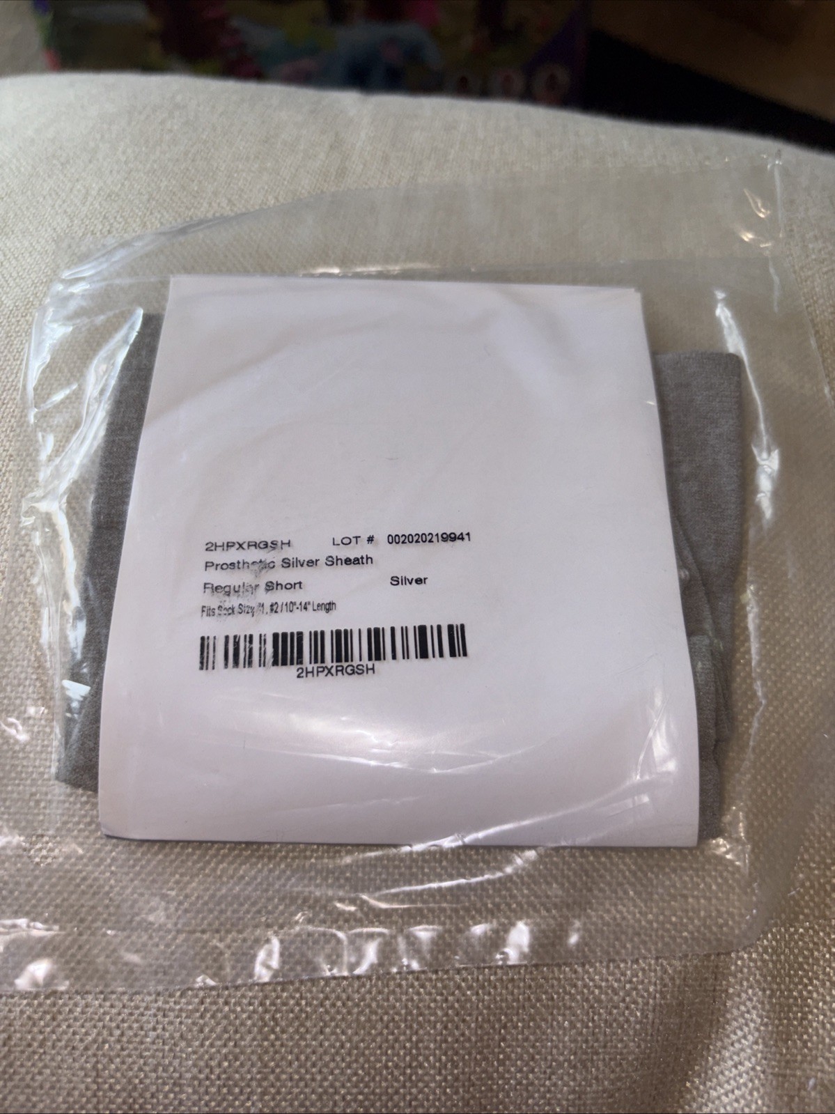 Knit-Rite Silver Prosthetic Sheath Hole-In-Toe Super Stretch New Sealed-X-Static