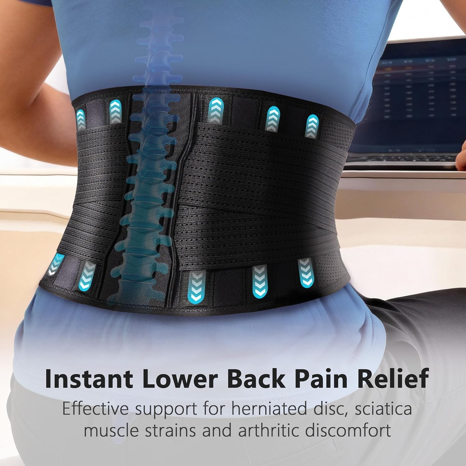 Copper-Infused Back Support Brace – Lightweight, Breathable Lumbar Belt with …