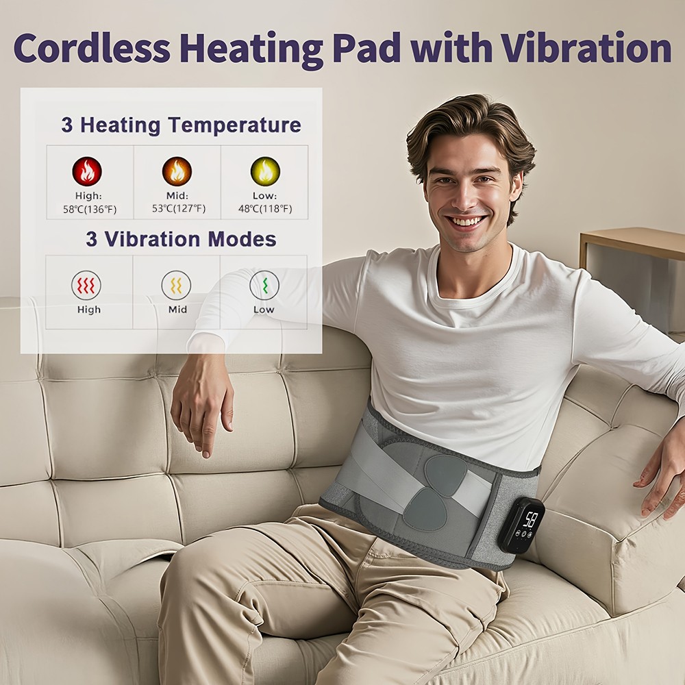 Heated Lower Back Brace for Back Pain Relief, Back Belt with Heating & Vibration