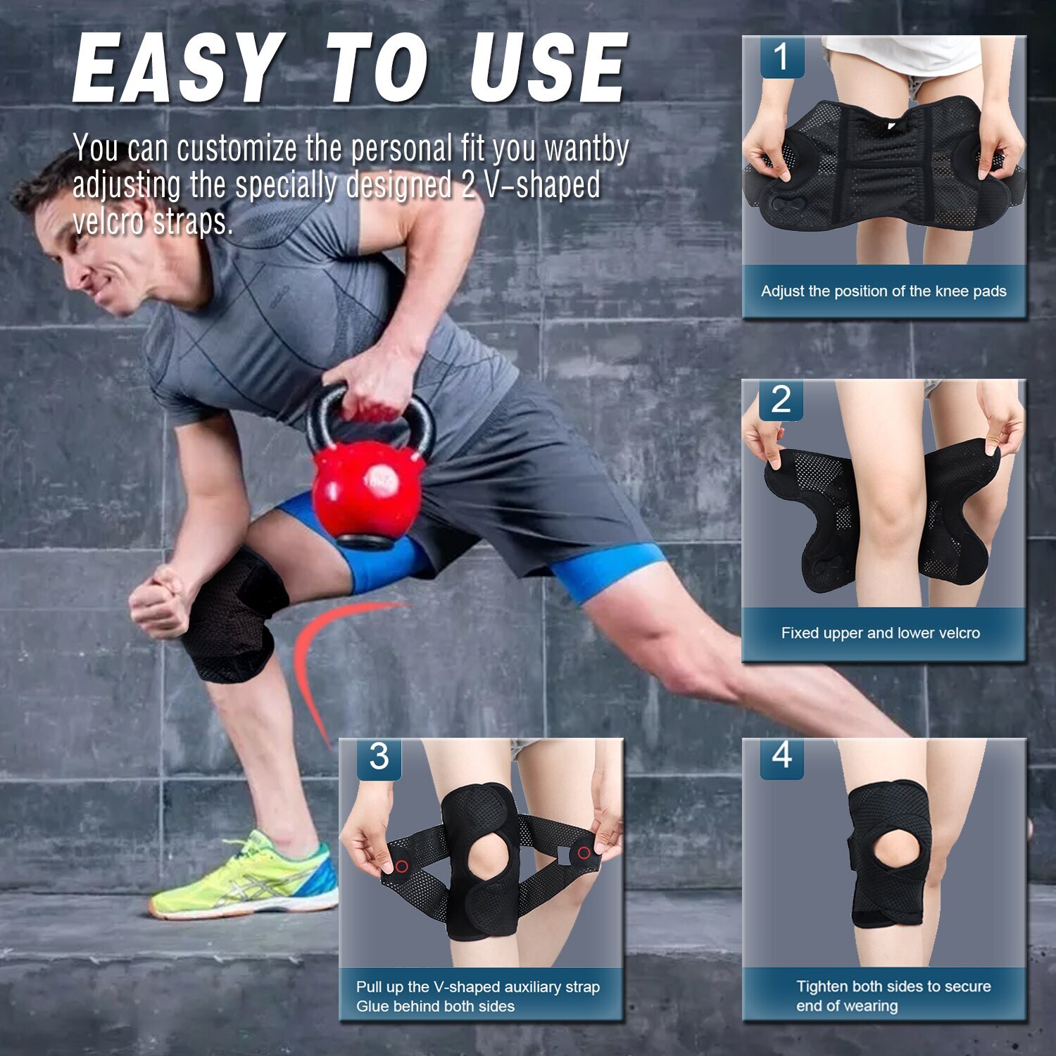 Professional Knee Brace with Side Stabilizers,Knee Wrap with Ultra-Soft Bandage
