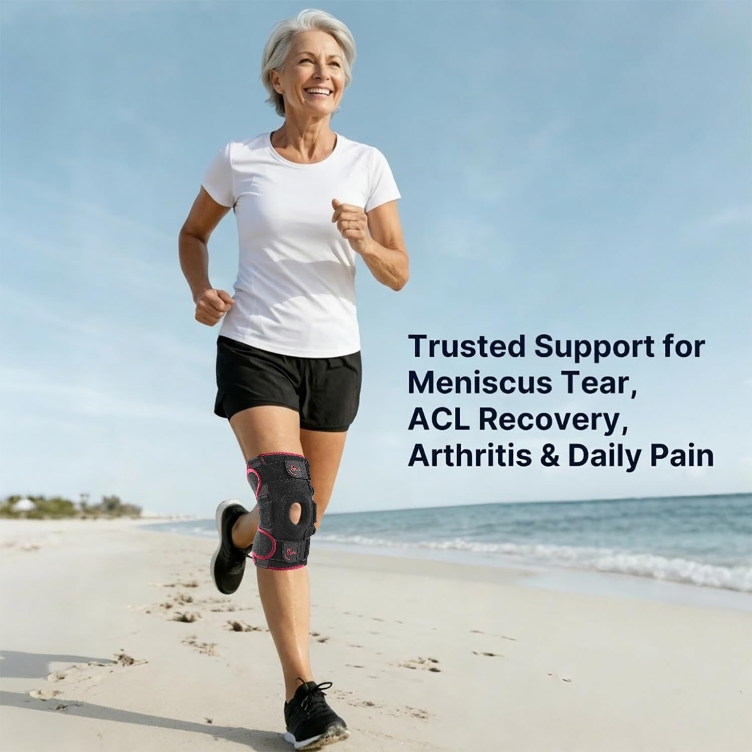 Hinged Knee Brace for Women: Adjustable Knee Brace with Side Stabilizers – Breat