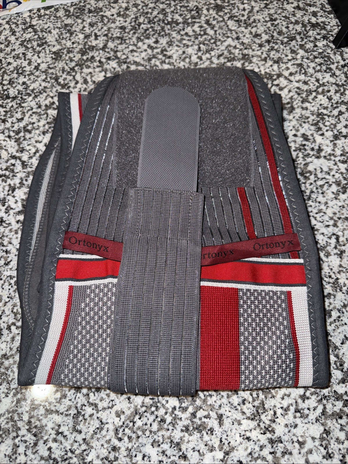 ORTONYX Gray/Red Ergonomic Design Lumbar Support Belt Sz. M-L KB724