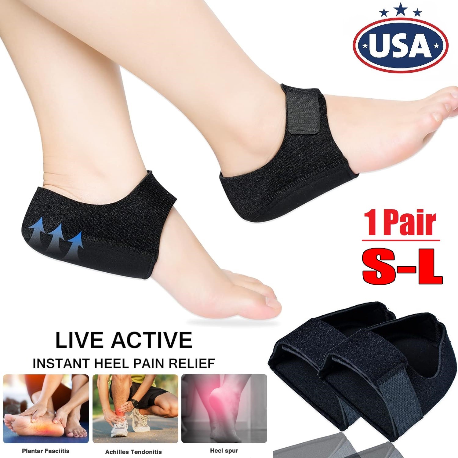 Gel Heel Cushion Support for Plantar Fasciitis Heel Pain & Achilles Tendinitis