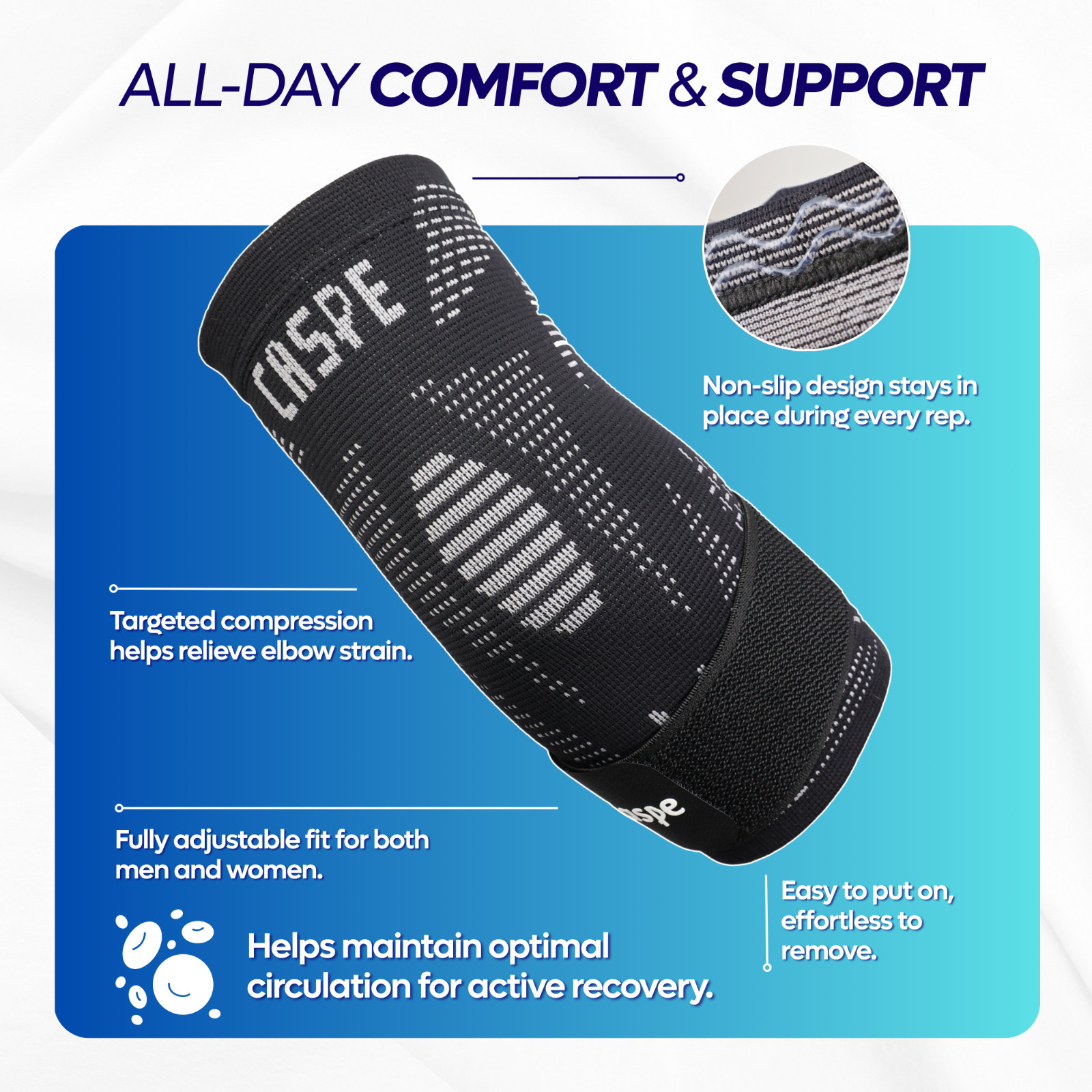 Caspe 2-Pack Elbow Sleeve Brace Wrap Adjustable Support Arm Arthritis Tendonitis