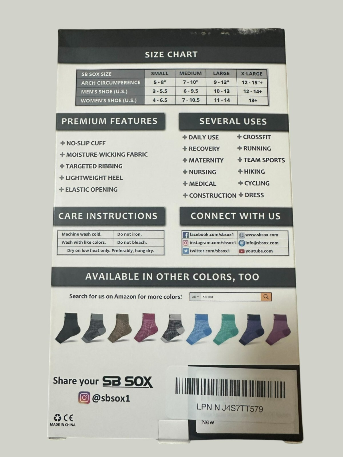Lot of 2 SB SOX Plantar Fasciitis Compression Socks Arch Support Low Cut – MED