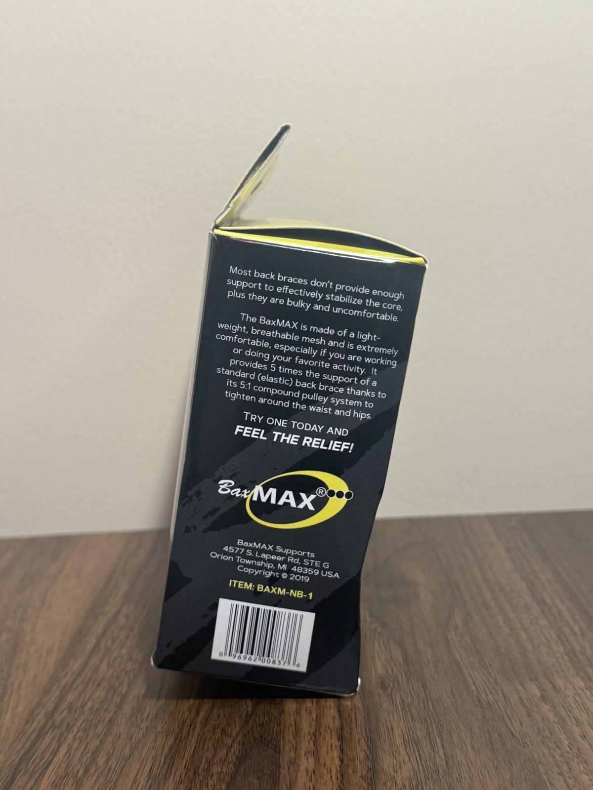 BaxMAX Lumbar Back Support Brace Size S Easy Fit Adjust