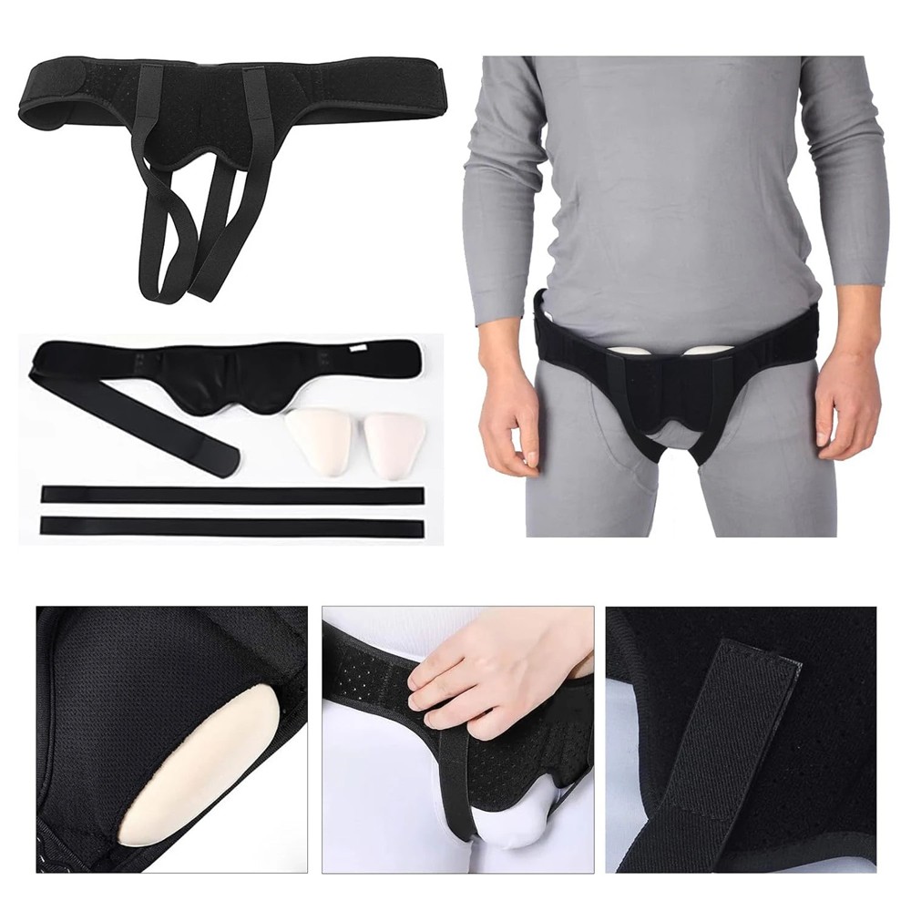 Men Hernia Support Belt Truss For Inguinal Groin 2 Removable Compression Pads US
