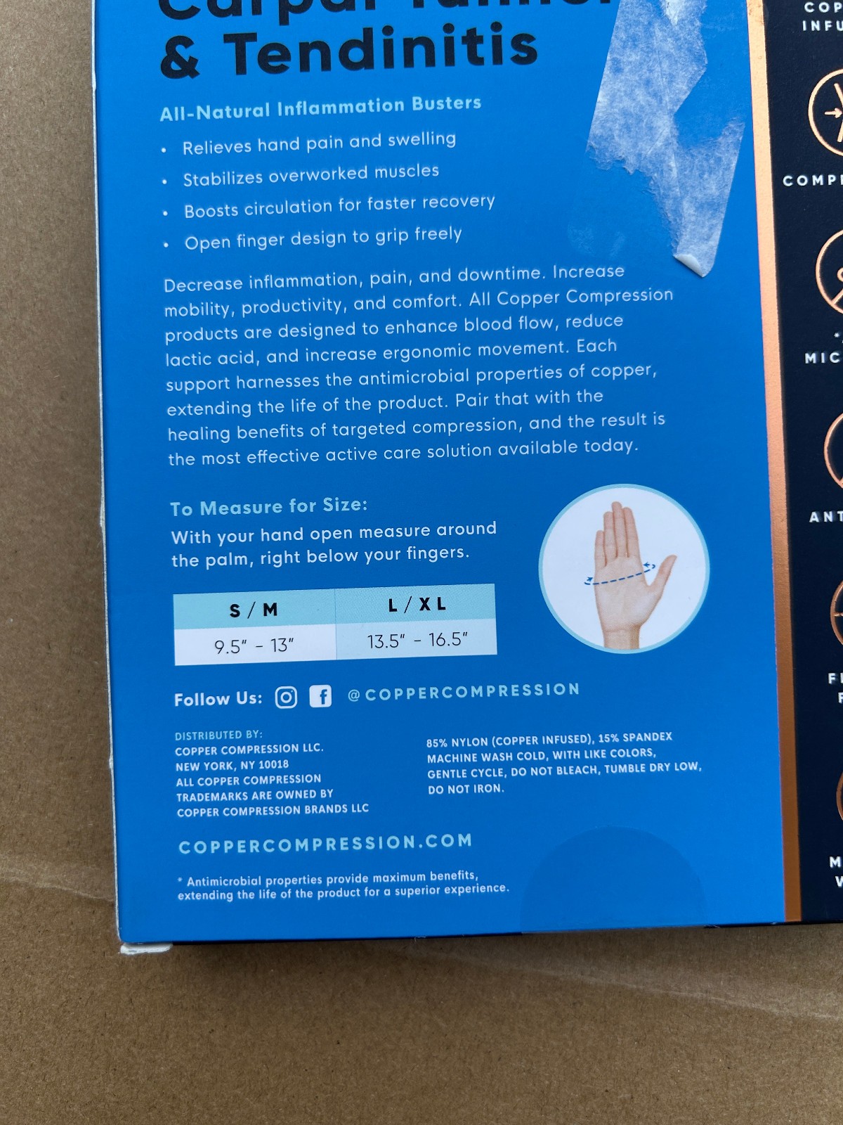 Copper Compression – Copper Infused Arthritis Half Finger Gloves – Large/XL