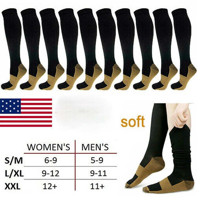 3 Pack Compression Socks (8-15mmHg) Moisture Wicking Cotton Support Stocking US