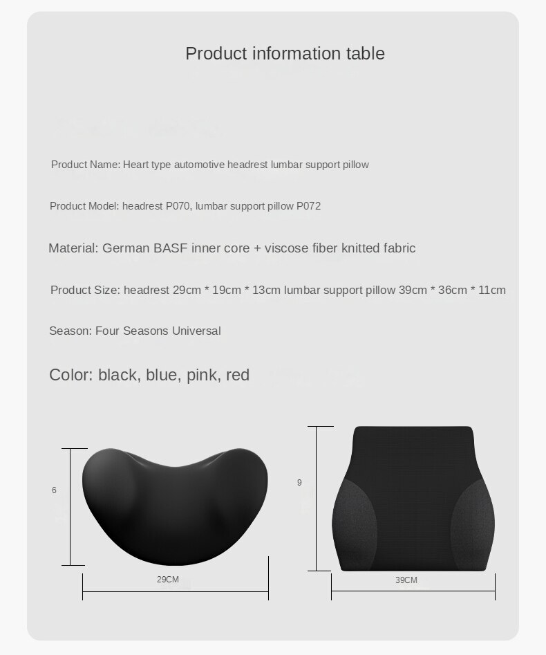 Sport U Car Head Pillow Memory Foam Auto Neck Rest Cover Seat Lumbar Cushion