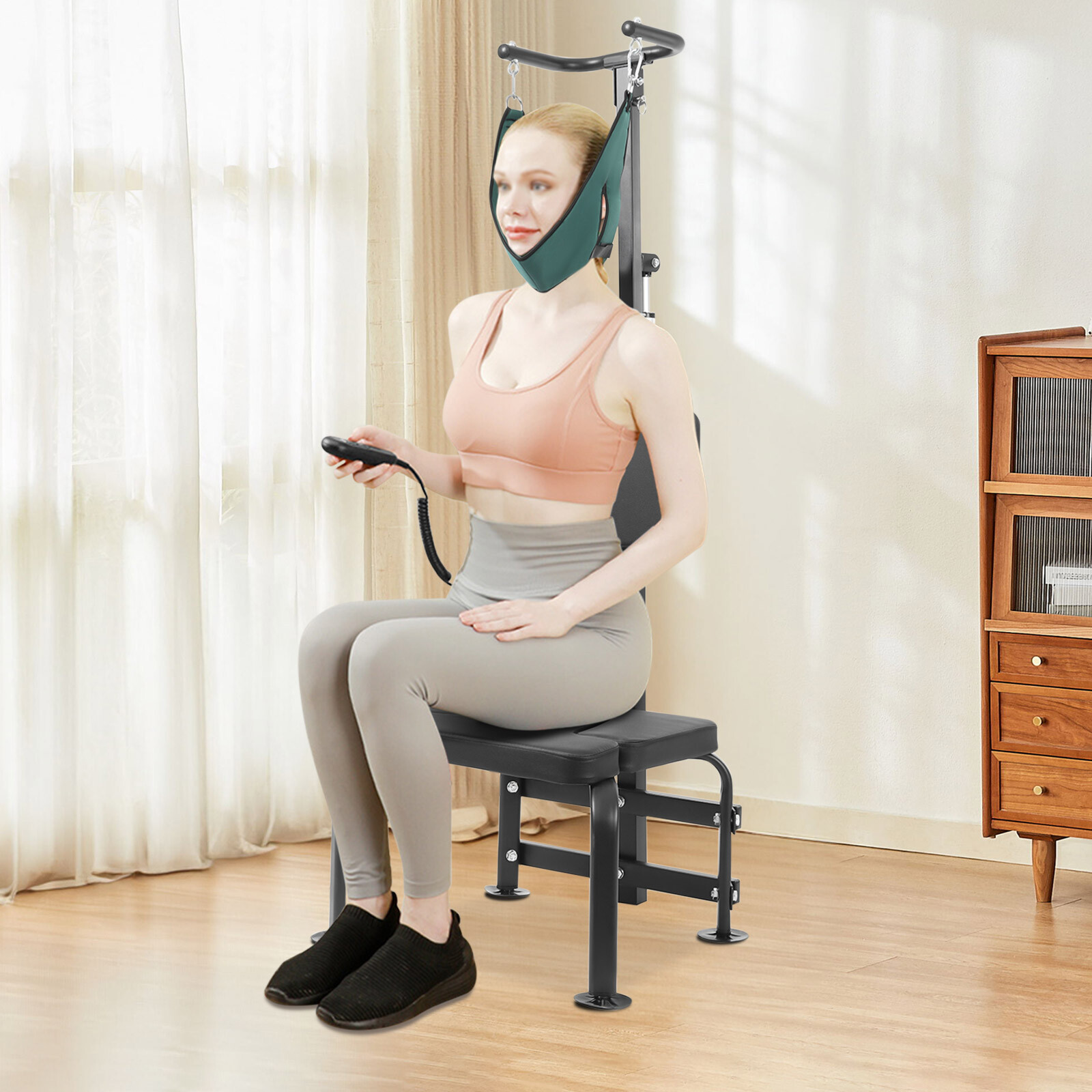 Home Neck Traction Device 6000N Max Load Adjustable Lifting Stroke Brace Support