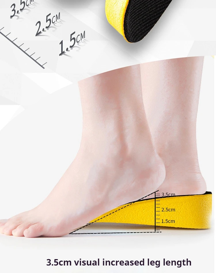 2Pcs/4Pcs New Comfortable Shock-absorbing Insole 1.5-3.5cm Height-increasing Ins