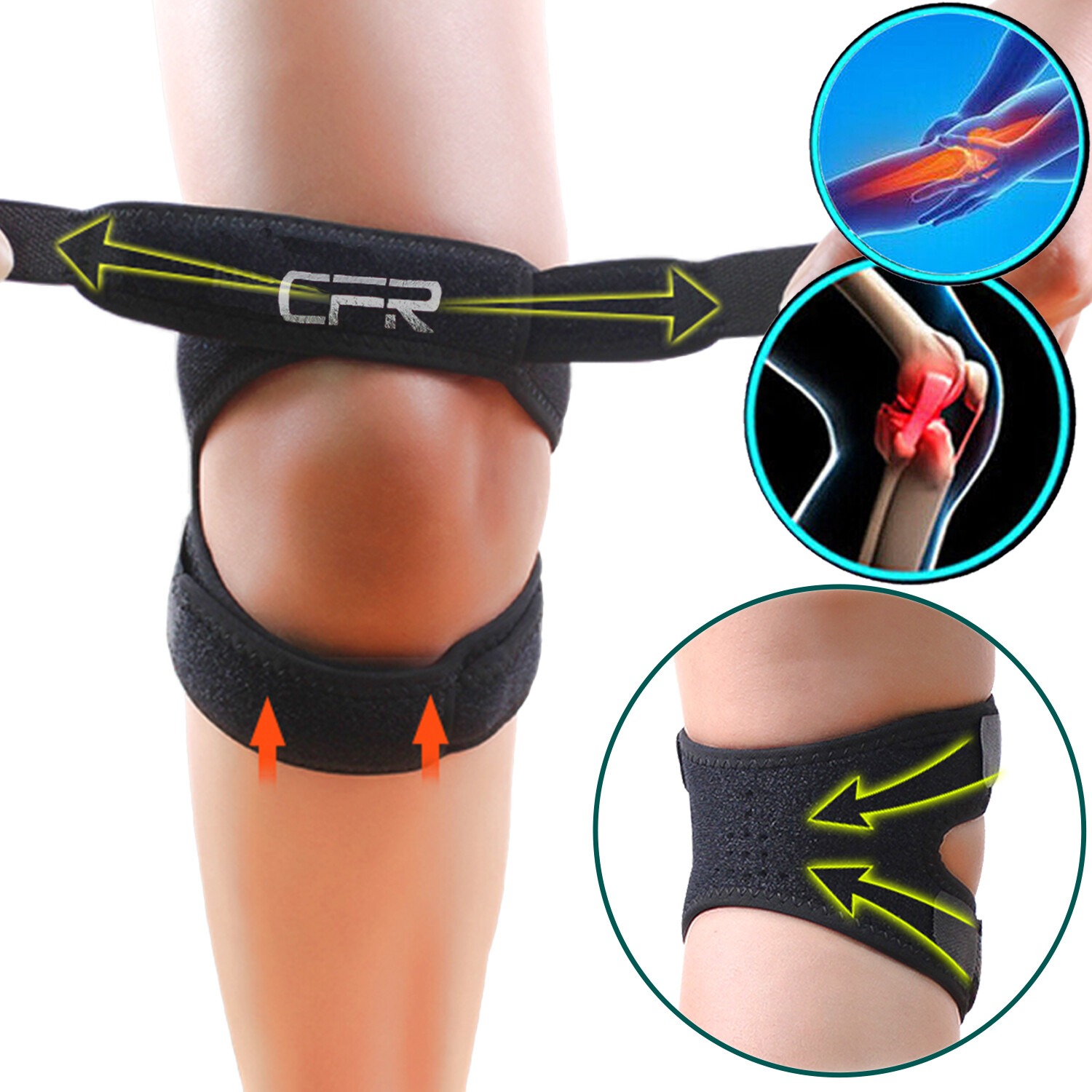 Knee Brace Support Compression Patella Straps Tennis Joint Pain Arthritis Relief