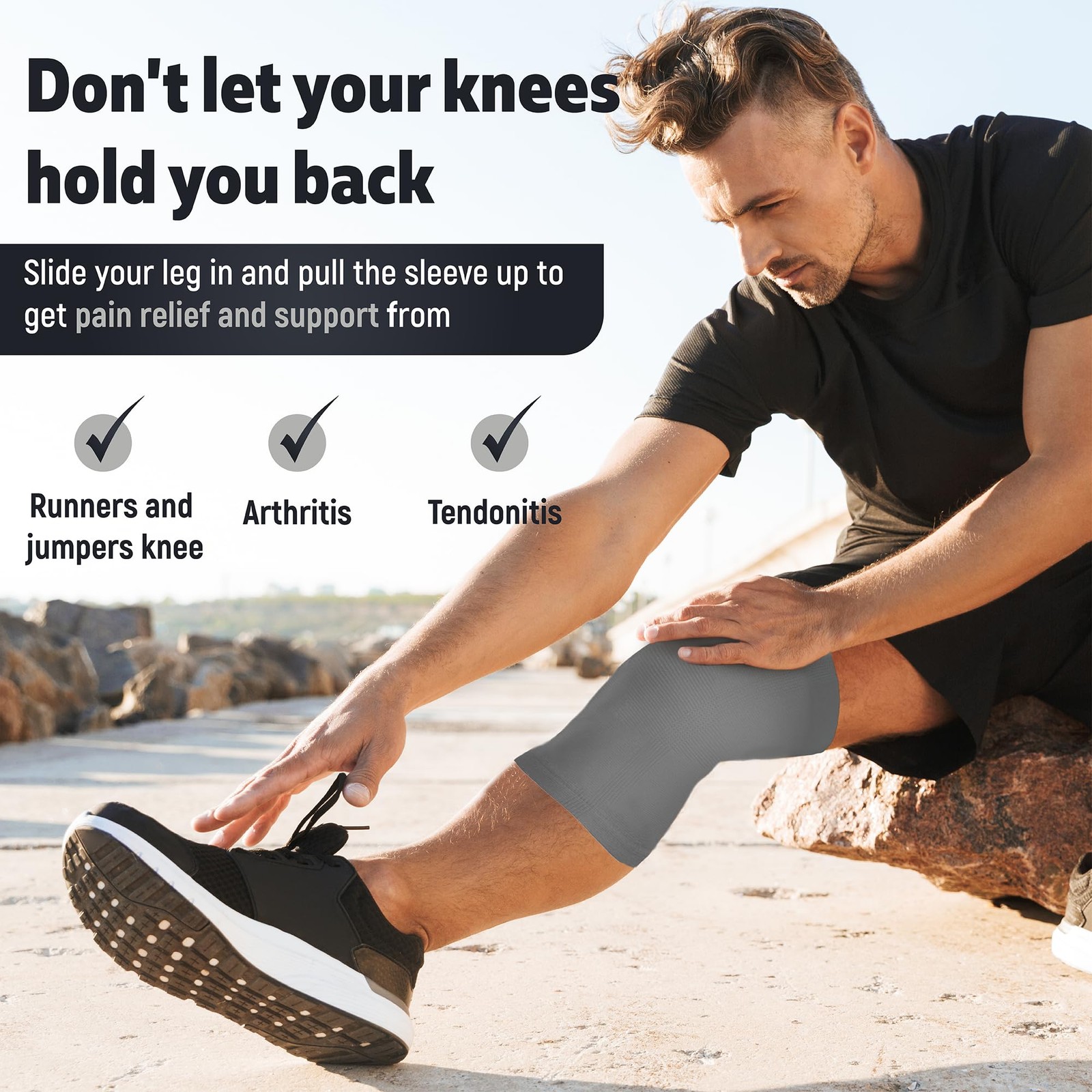 Knee Brace for & Men (Pair) – Knee Sleeves for Running, Workout, Weightliftin…