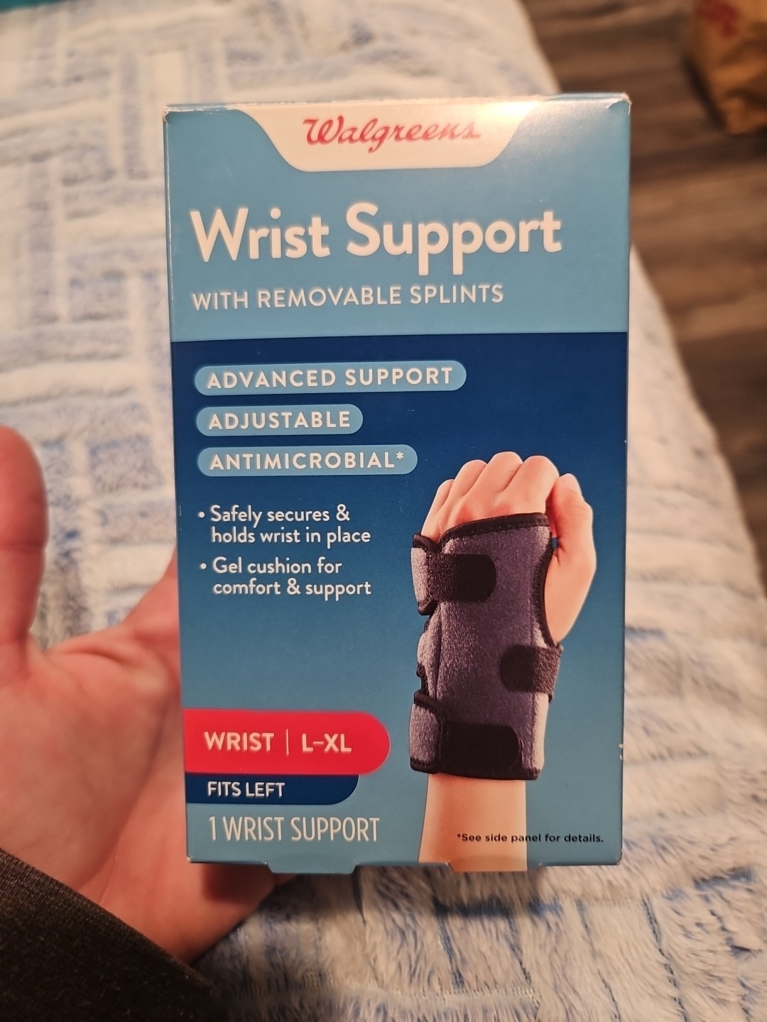 Wrist Support Left with Removable Splints NEW Adjustable Antimicrobial Walgreens