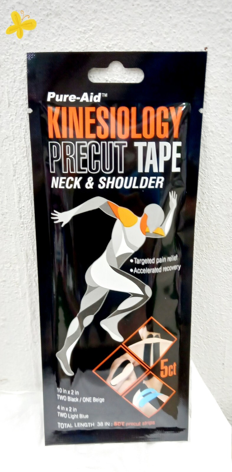 Pure-Aid Kinesiology Pre-cut Tape. Neck & Shoulder 2 packs (10 count)