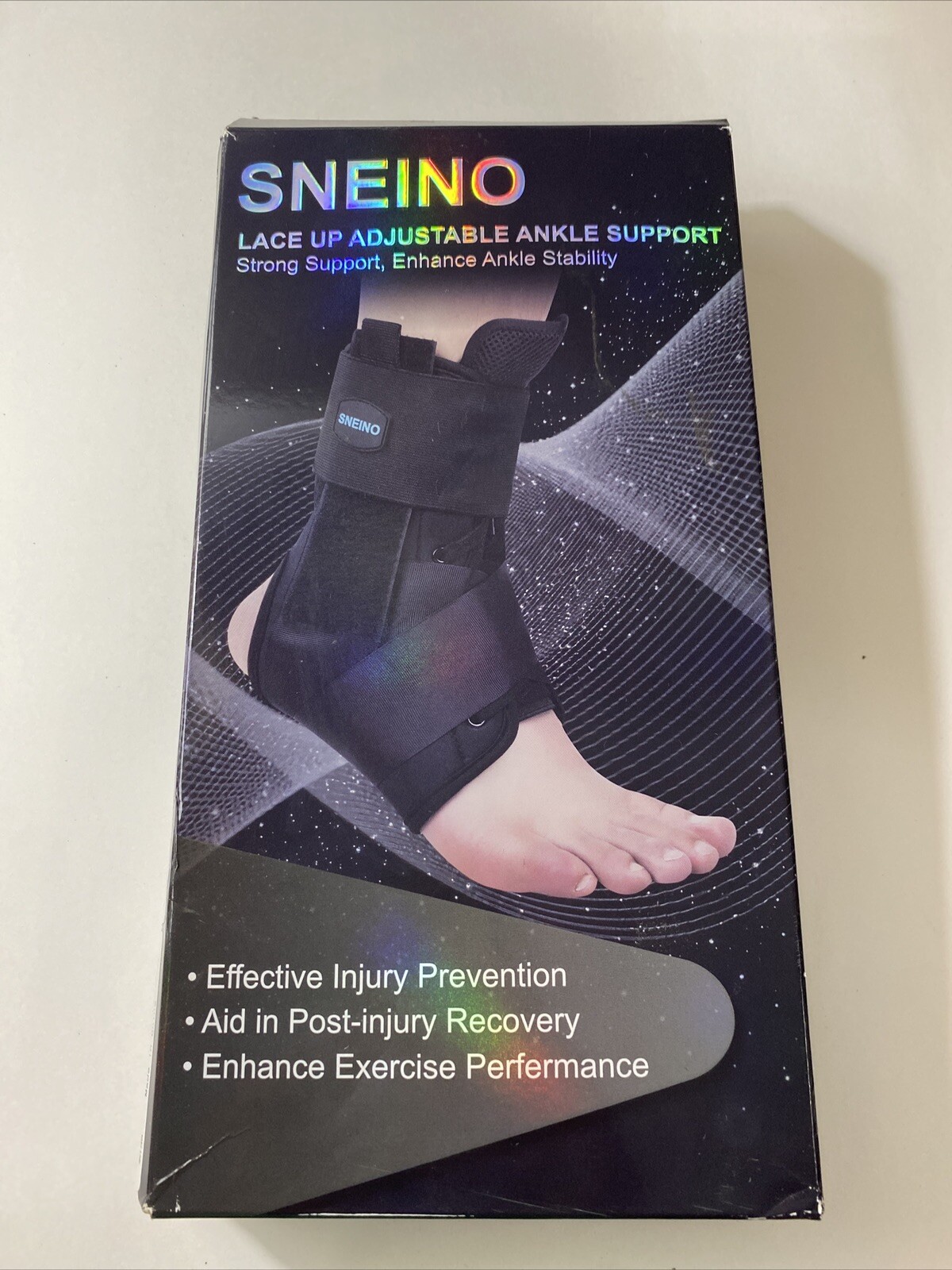 SNEINO Ankle Brace for Women & Men – Ankle Brace for Sprained Ankle -Med Black