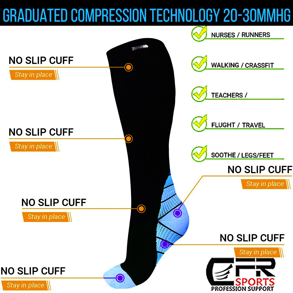 Compression Socks Calf Sleeves Leg Support Brace Anti Fatigue Circulation Unisex