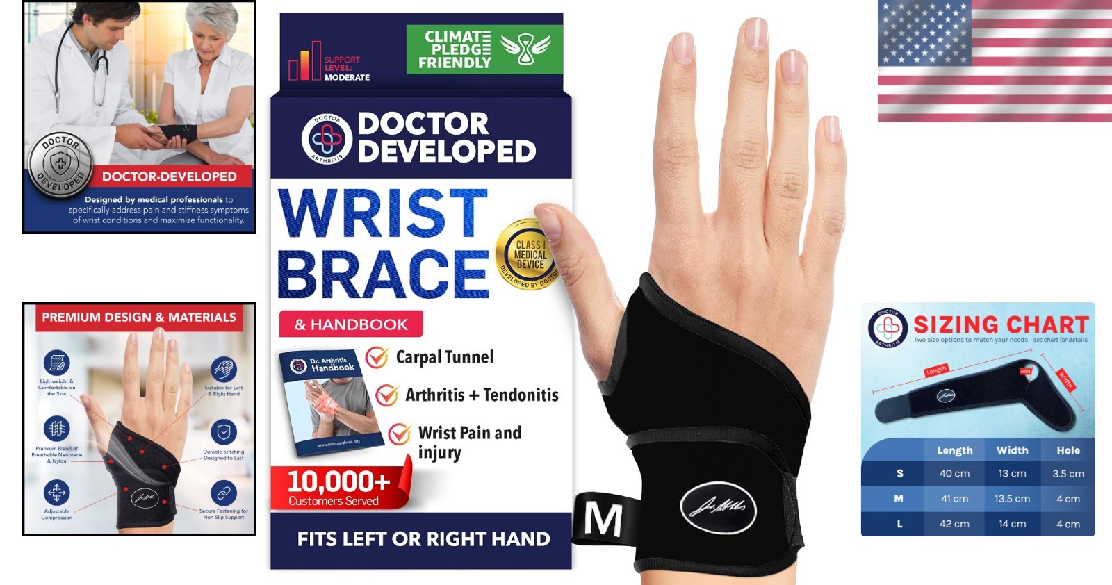 All-Day Comfort Wrist Brace for Tendonitis, Golf, & Tennis – Handbook Included