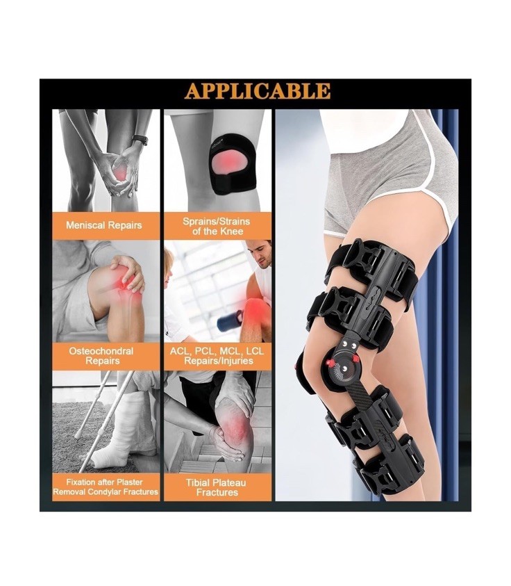 Carbon Fiber Unloader Knee Brace,HingedBrace Knee Immobilizer left & right adult