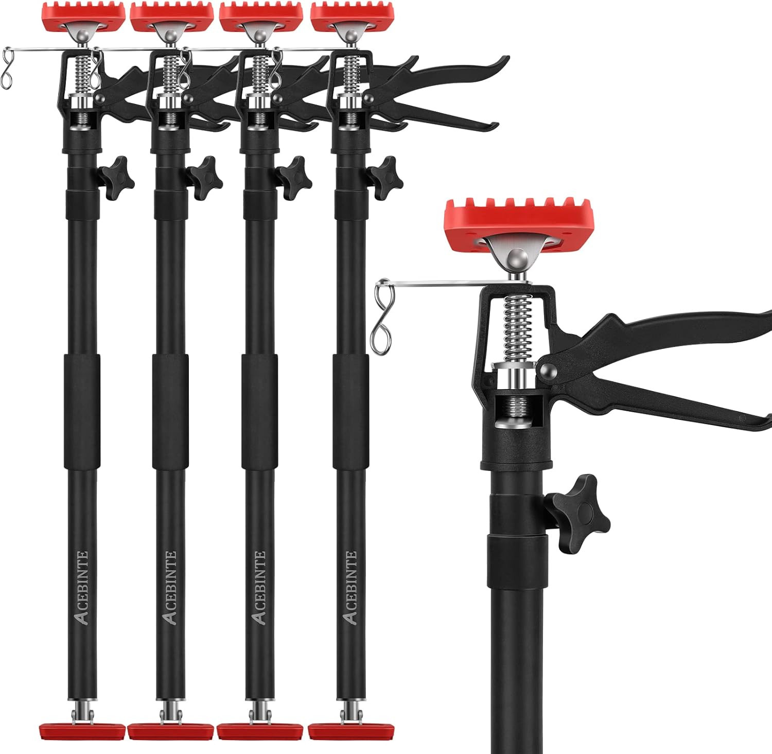4PK Adjustable Support Pole Steel Telescopic 3rd Hand Tool for Cabinet Drywall