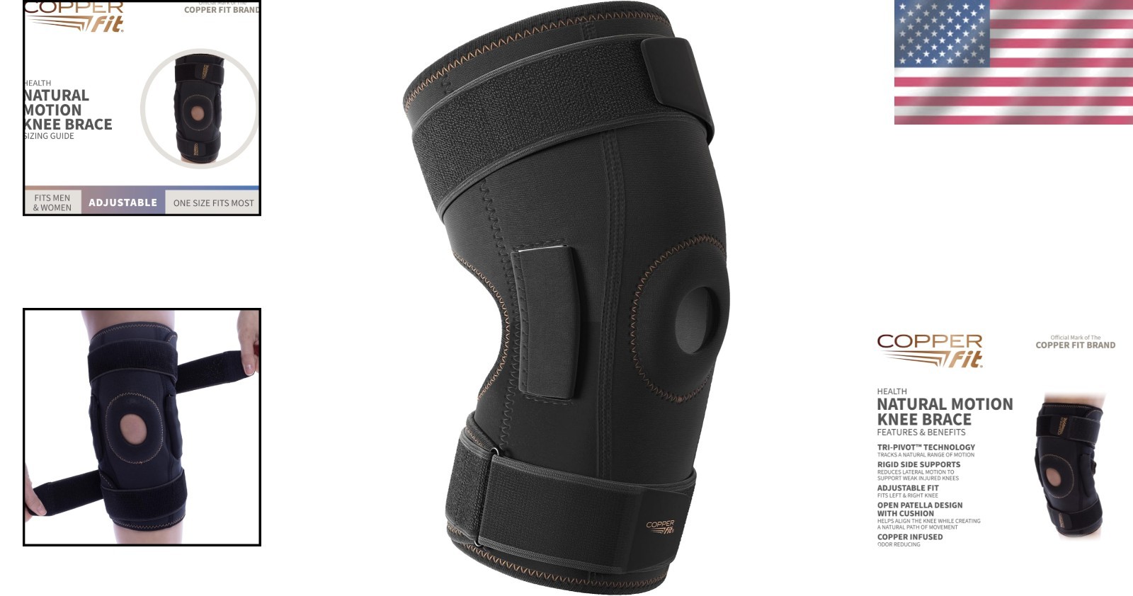 TRI-PIVOT Hinge Knee Brace – Adjustable, Odor-Reducing Support for Active Adults