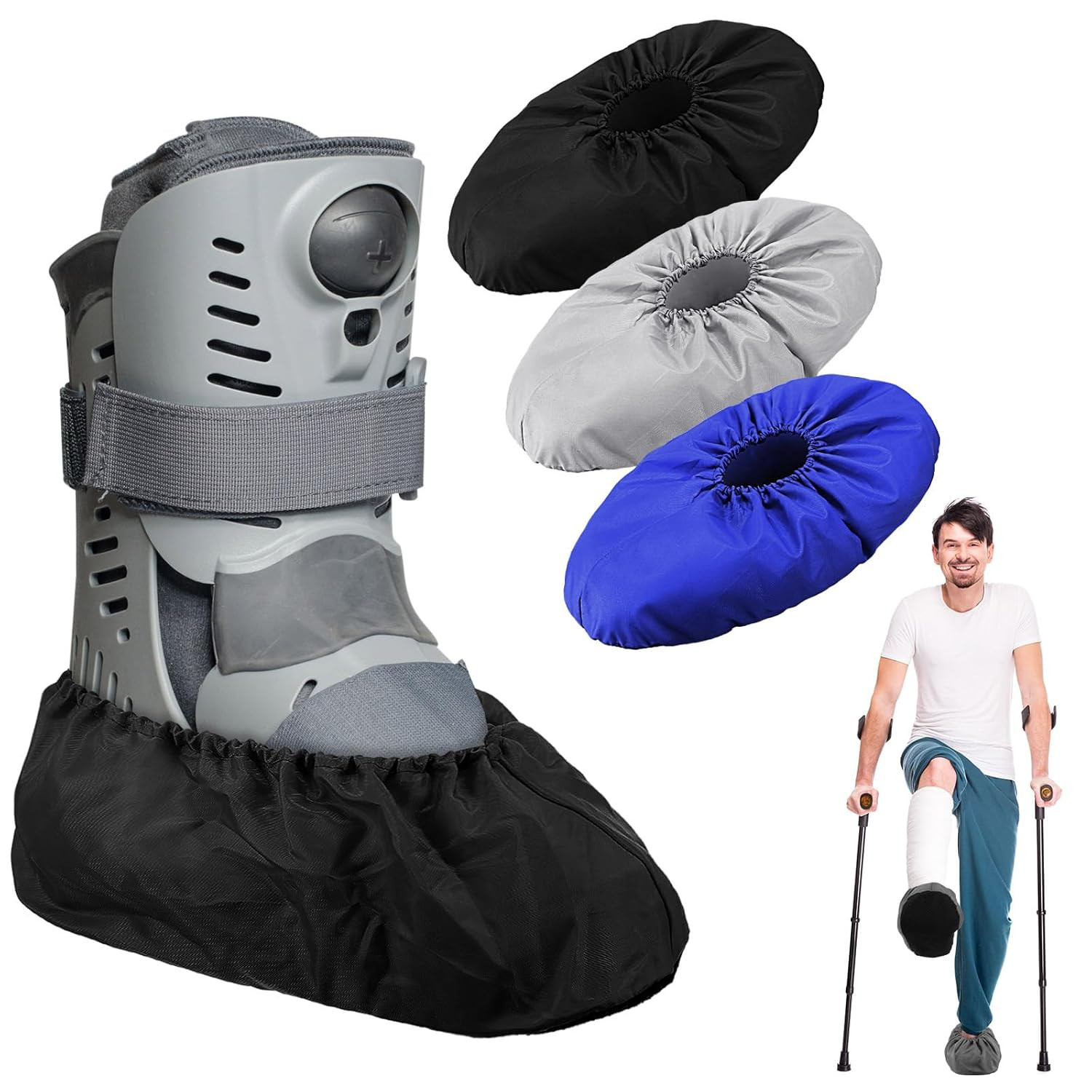 12 Pieces Fracture Walking Boot Cover, Reusable Waterproof Non-Skid Foot Brace C