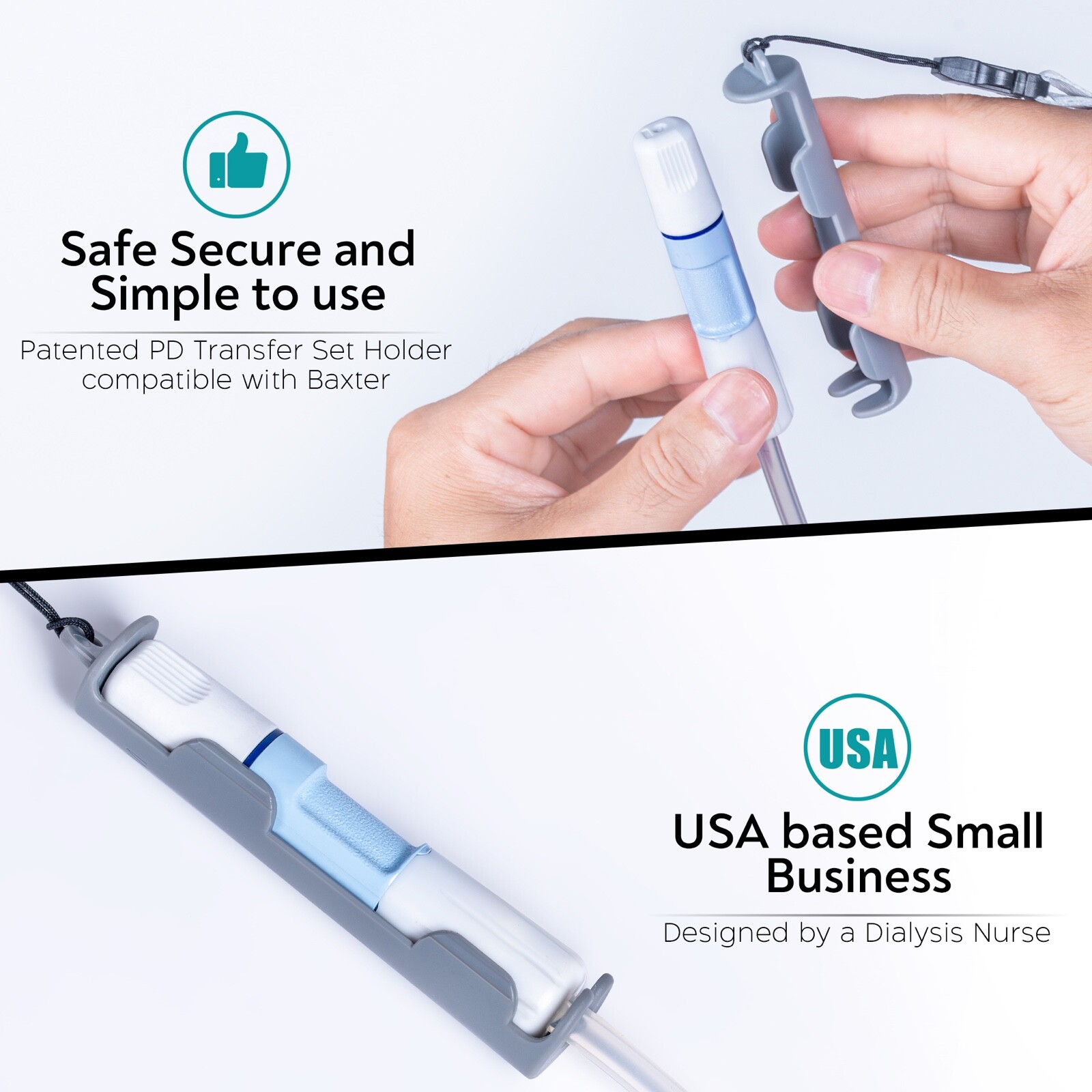 Peritoneal Dialysis Transfer Set Holder for Baxter 2 Lanyard PD Belt Accessories