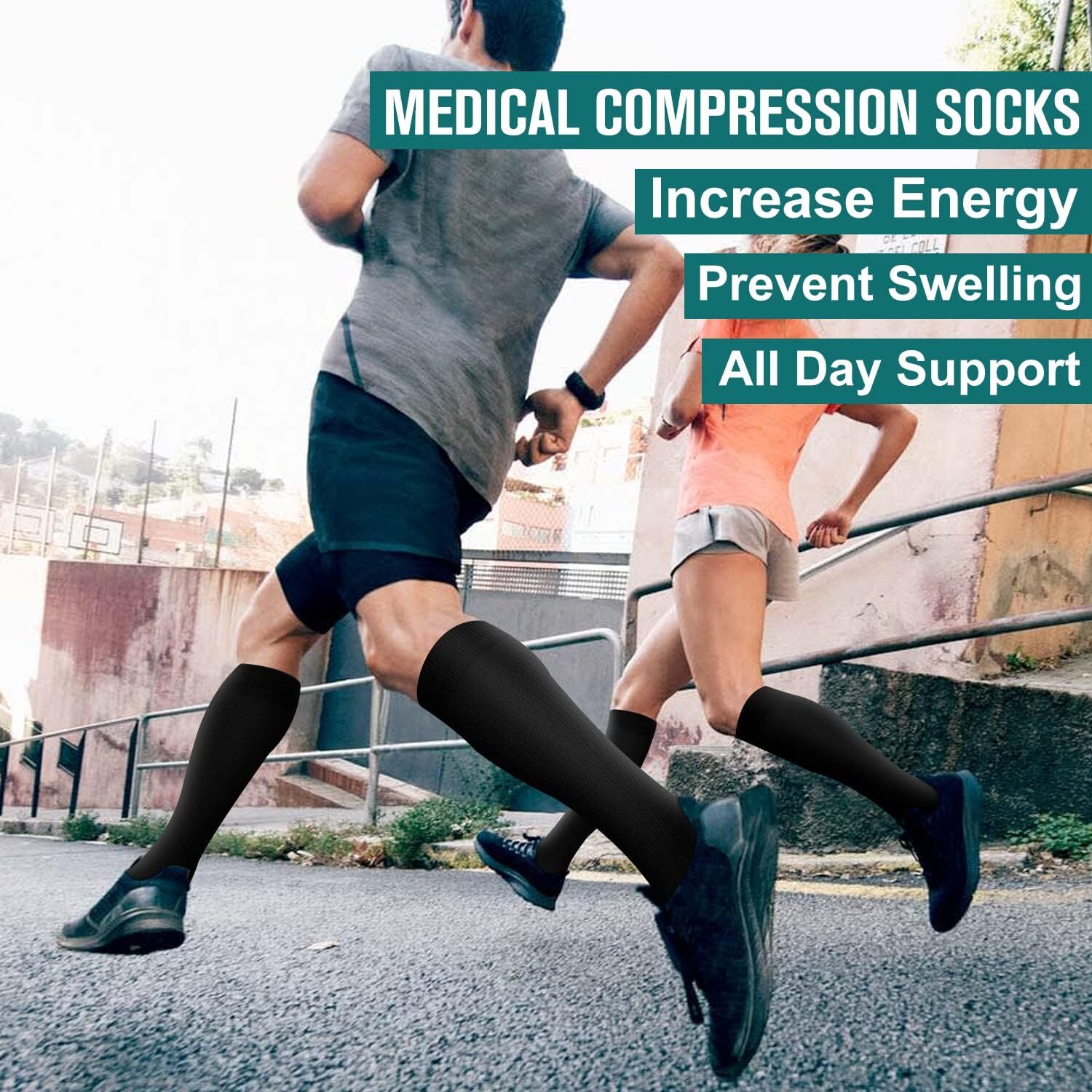 3 Pairs Compression Socks for Women&Men Circulation Knee High Stockings