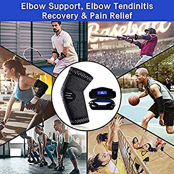 New Technology Elbow Compression Sleeve(1pcs)+Tennis Elbow Brace (2pcs) XL