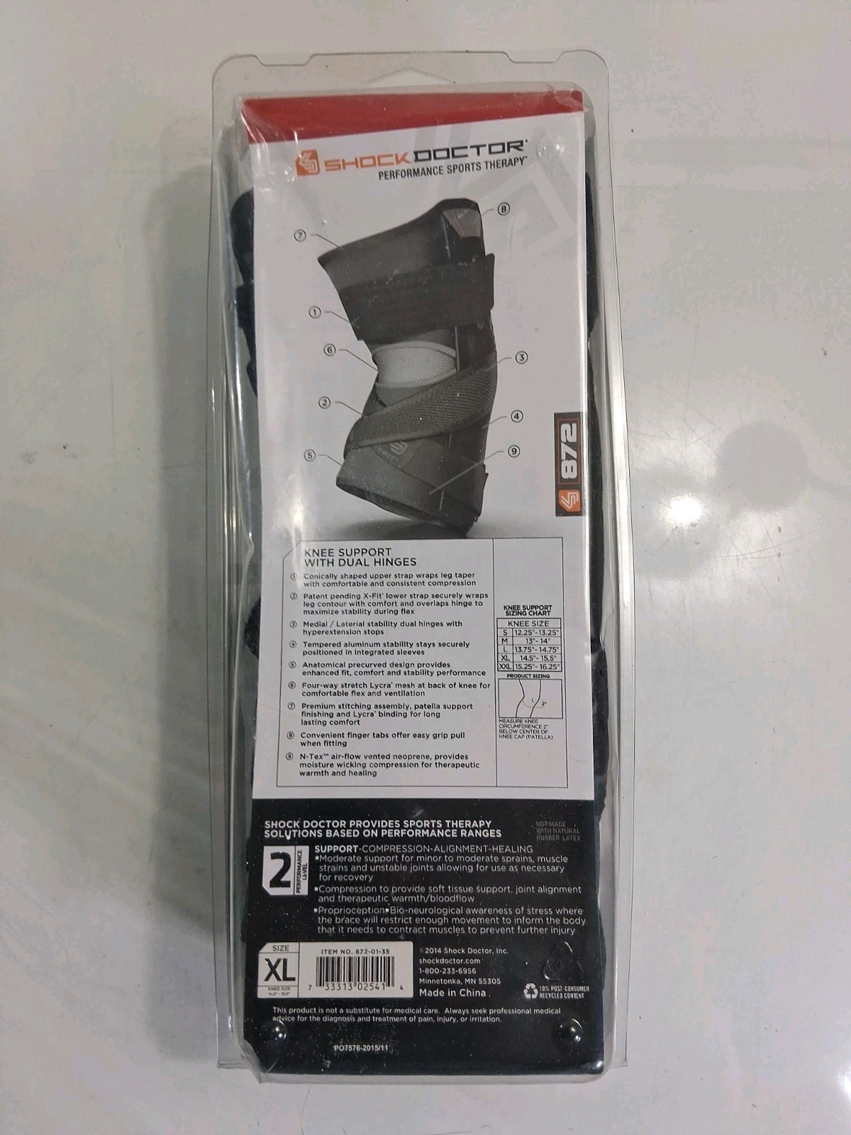 Shock Doctor 872 Knee Brace, Knee Support for Stability – Xlarge