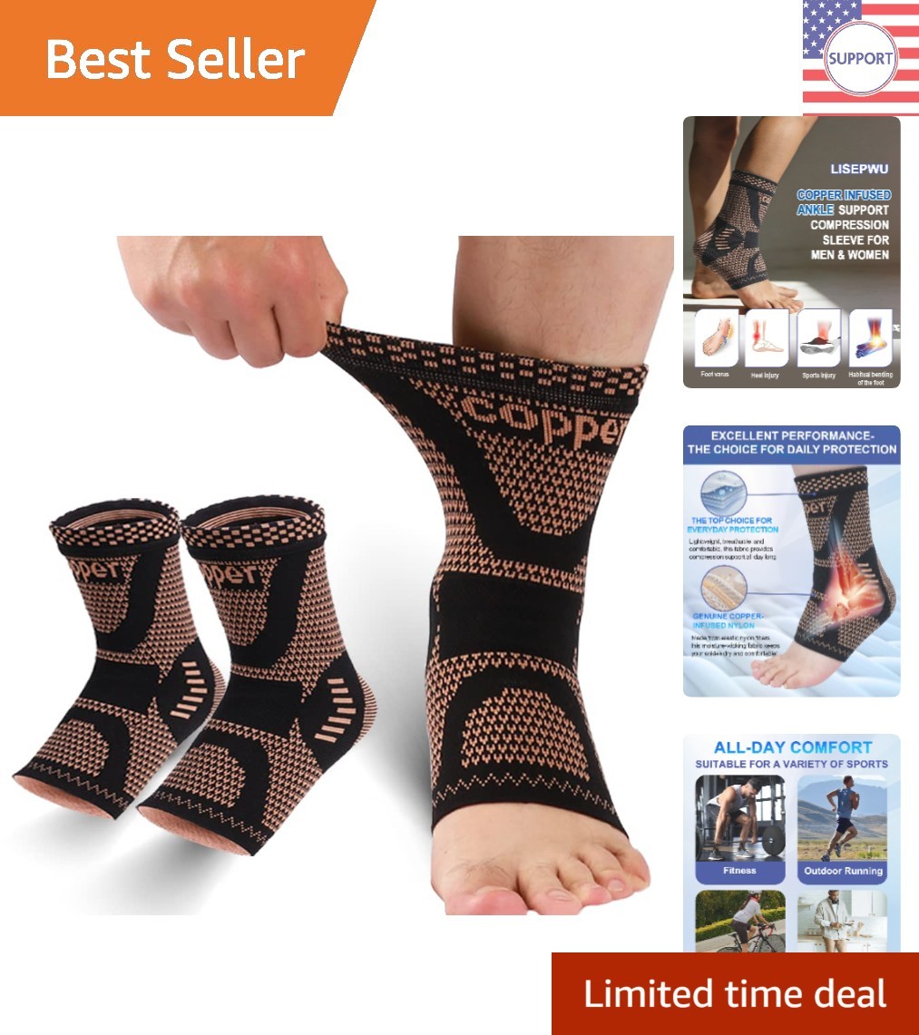 Adjustable Copper Ankle Compression Sleeve – Pain Relief for Active Lifestyles