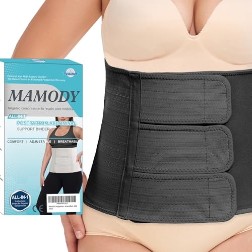 Postpartum Belly Band abdominal Binder for Natural Delivery & C Large Black