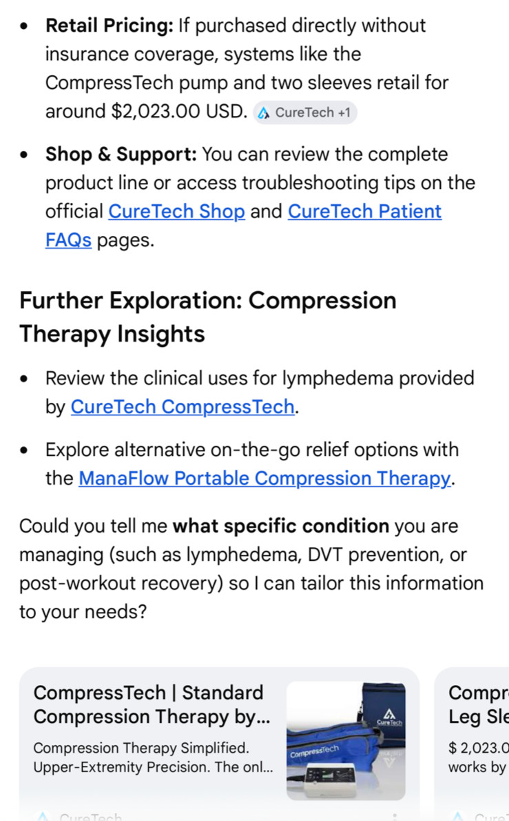 Cure Compress Tech Complete Bilateral Leg Coverage System w Pump Lymphedema/DVT