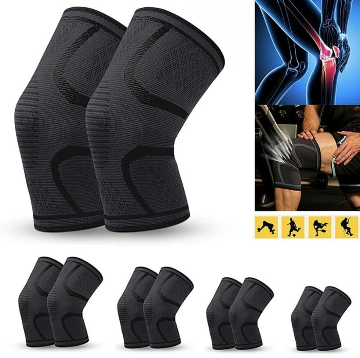 2x Knee Compression Sleeve Size XL, Non‑Slip Breathable for Injury, Arthritis