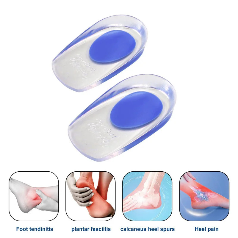 2Pcs Silicone Heel Pads Plantar Fasciitis Man Heel Spur Silicone Gel Heel Cups H