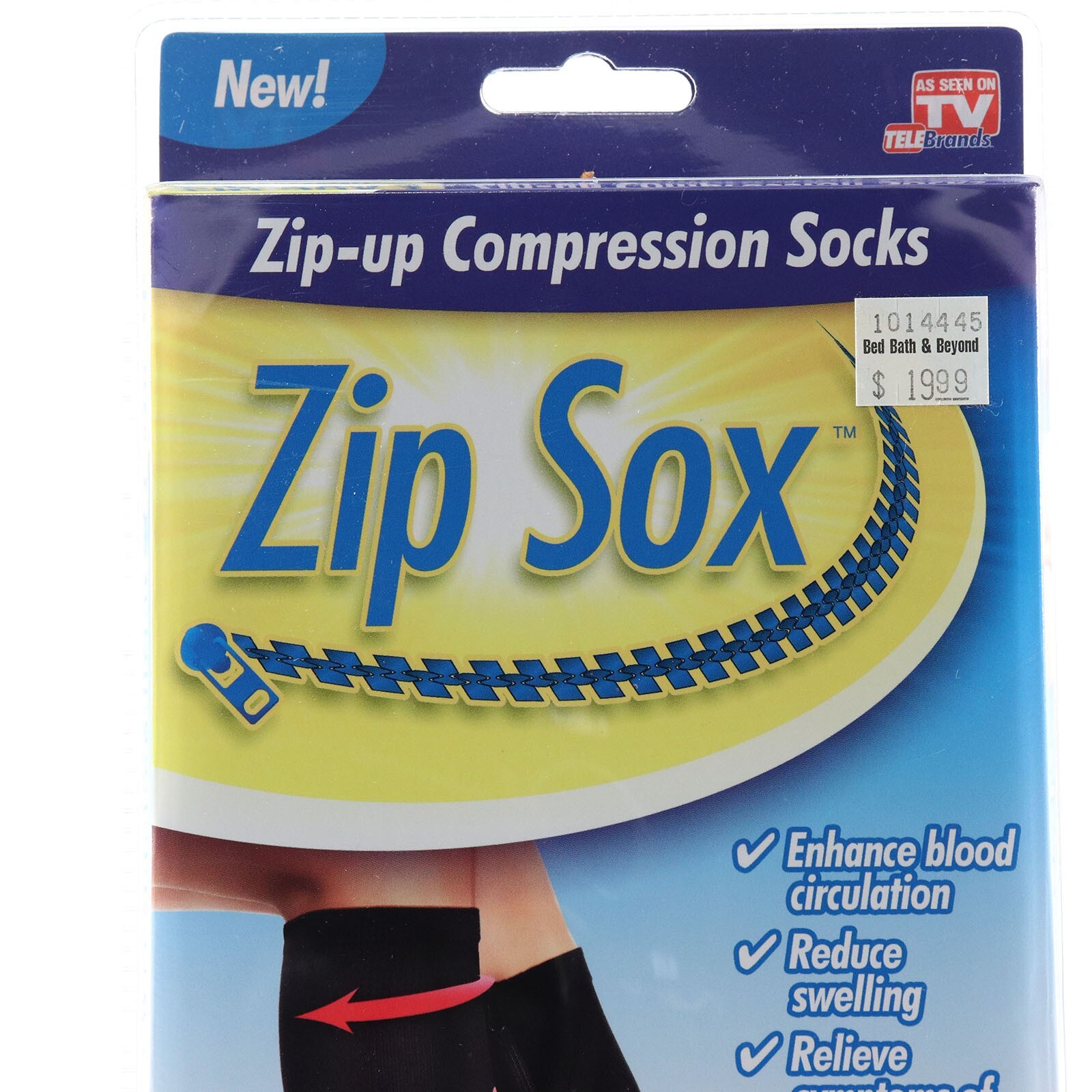 Zip Sox Zip-Up Compression Stockings Socks Black S/M Small Medium 1 Pair NEW