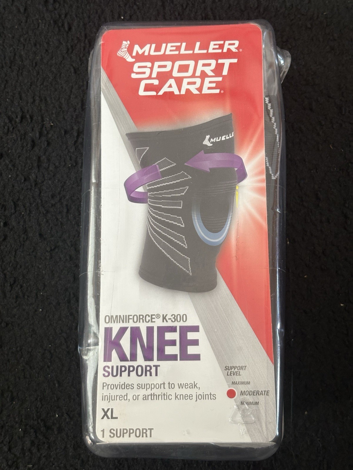 Müller Sport Care Omniforce K-300 Knee Support Brace Size XL Black New