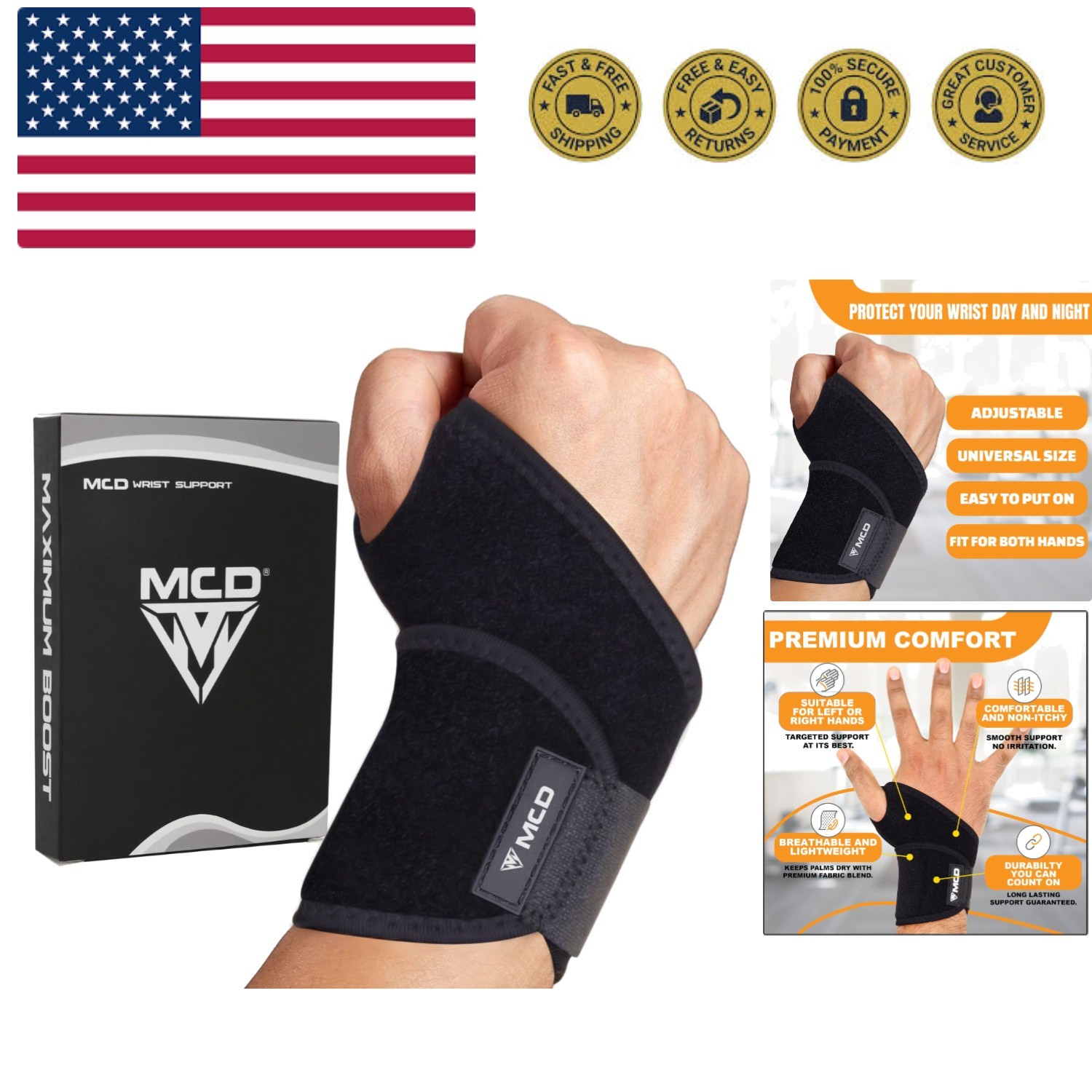 MCD Carpal Tunnel Wrist Brace Lightweight Wrist Support Brace Wrist Wraps for…